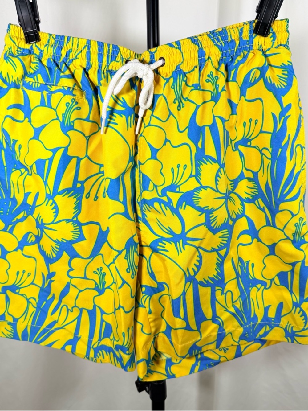 Men's Yellow & Blue Floral Swim Trunks